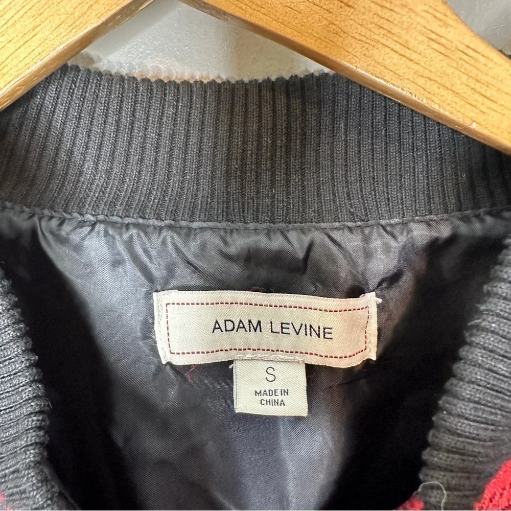 Adam Levine Plaid and knit varsity jacket